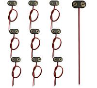 FTONOM5 10PCS 9V Battery Connector PP3 T-type Battery Connectors with 15cm Flying Leads for DIY, Motors, Arduinos, Multimeter, LED Light