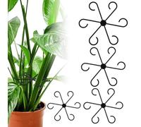 FTONOM5 4pcs Reusable Plastic Plant Support Stakes Indoor Climbing Houseplant Stem Stabilizer, Plant Trellis for Thriving Growth - 4 Sizes Gardening Hook Accessories (Black)