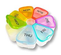 FTONOM5 7-Day Pill Organizer, BPA-Free Travel Medicine Case with Colour-Coded Lids - Air-Tight Portable Tablet Box for Vitamins, Weekly Planner