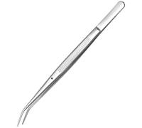 FTONOM5 Precision Stainless Steel Tweezers - Professional Grade Long Anti Slip Crafting Cooking Tools with Curved & Serrated Bent Tips Multipurpose Forceps for Jewelry Sewing Machine Aquarium Garden