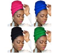 Ftoronaly Head Wraps for Black Women Hijab Scarves Large Muslim Headwraps Stretch Hair Wraps Headband, 4pcs(black,bright Green,rose Red,royal Blue), One Size