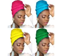 Ftoronaly Turban Head Wraps for Black Women Hair Wraps Stretch Soft Jersey Hijab Scarf Headwraps Headband, 4pcs(bright Green,hot Pink,yellow,sky Blue), One Size