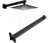 Ftory Shower Arm, 14.5inch Stainless Steel Wall Mounted, Square Fixed Rain Shower Head Arm Extension, Black, Universal Showering Components