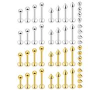 Ftovosyo Labret Jewelry 32PCS Monroe Lip Rings Snake Bite Piercing Jewelry Helix Earring Tragus Cartilage Studs Surgical Steel Piercing Jewelry for Women Men 16G 6mm 8mm 10mm 12mm, Metal, stainless