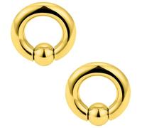 Ftovosyo PA Ring Captive Bead Rings Spring Action BCR Ball Rings 4G 316L Surgical Steel Gold Pierced Body Jewelry for Women 2PCS 12mm