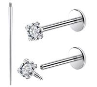 Ftovosyo Surgical Steel Internally Threaded Cubic Zirconia Stud Piercing Jewelry for Nose Rings Conch Tragus Helix Cartilage Earrings for Women Men 18G, Metal, cubic zirconia