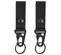 Ftqsyw Tactical Molle Key Ring Gear Key Keeper Nylon Keychain Belt Pouch Key Chain Webbing Holder Military Utility Hanger Keychain Hook (Black - 2)