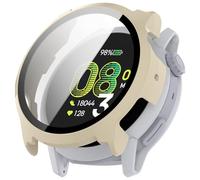 FTRONGRT Case Compatible with Amazfit Active MAX, PC + Screen Tempered Film, Anti-Scratch All-Inclusive Watch Cover. Ivory White