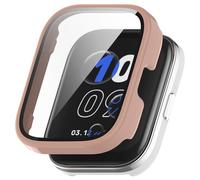 FTRONGRT Case Compatible with Amazfit Bip 5 Unity, PC + Screen Tempered Film, Shock Resistant, All-Inclusive Watch Case Compatible with Amazfit Bip 5 Unity Smartwatch.Pink