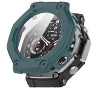 FTRONGRT Case Compatible with Amazfit T-Rex 3, PC + Screen Tempered Film, Anti-Scratch All-Inclusive Watch Cover. Pine Needle Green