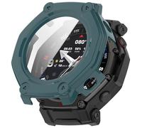 FTRONGRT Case Compatible with Amazfit T-Rex 3 Pro 48mm, PC + Screen Tempered Film, Anti-Scratch All-Inclusive Watch Cover. Pine Needle Green