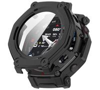 FTRONGRT Case Compatible with Amazfit T-Rex 3 Pro 48mm, PC + Screen Tempered Film, Anti-Scratch All-Inclusive Watch Cover. Black