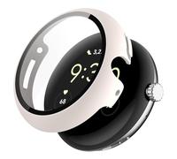 FTRONGRT Case Compatible with Google Pixel Watch 4 41mm, PC + Screen Tempered Film, Anti-Scratch All-Inclusive Watch Cover.Official White