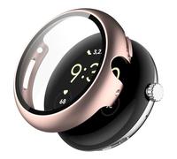 FTRONGRT Case Compatible with Google Pixel Watch 4 45mm, PC + Screen Tempered Film, Anti-Scratch All-Inclusive Watch Cover.Rose Gold