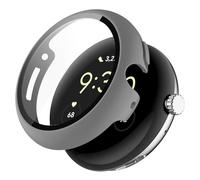 FTRONGRT Case Compatible with Google Pixel Watch 4 45mm, PC + Screen Tempered Film, Anti-Scratch All-Inclusive Watch Cover.Official Gray