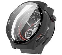 FTRONGRT Case Compatible with Huawei Watch GT 6 Pro 46mm, PC + Screen Tempered Film, with Scale, Anti-Scratch All-Inclusive Watch Cover. Black