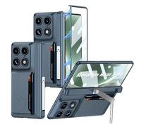FTRONGRT Case Compatible with Motorola Razr Fold, with Leather Card Holder, Ultra-Thin, Anti-Drop, Protective Phone Case PC Hard Cover.Empty Mountain Green