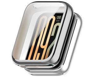 FTRONGRT Case Compatible with Xiaomi Smart Band 9 Pro, Anti-Scratch, Soft TPU Plating All-Inclusive Protection Watch Case Compatible with Xiaomi Smart Band 9 Pro. Silver