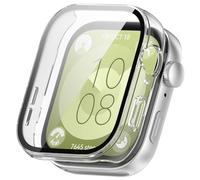 FTRONGRT Case for Huawei Watch Fit 3, PC + Screen Tempered Film Combination, All-Inclusive Watch Case, Shock Resistant, Case Cover for Huawei Watch Fit 3 Smartwatch.Transparent White