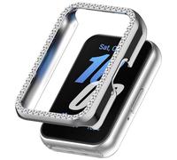 FTRONGRT Case for Samsung Galaxy Fit 3, Half Pack PC Diamond Watch Protective Case, Shock Resistant, Case Cover for Samsung Galaxy Fit 3 Smartwatch. Silver