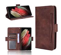 FTRONGRT Cover Compatible for HTC Desire 22 Pro Case, Flip Cover with Bracket, Card Slot, Magnetic PU Leather Wallet Case for HTC Desire 22 Pro. (Brown)