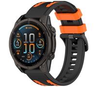 FTRONGRT Strap Compatible with Garmin Fenix 7 Sapphire Solar, Comfortable Soft Silicone Watch Replacement Wristband.Black Orange