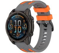 FTRONGRT Strap Compatible with Garmin Quatix 7 Pro, Comfortable Soft Silicone Watch Replacement Wristband.Dark Gray Orange