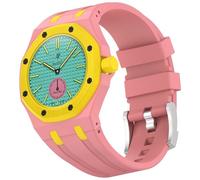 FTRONGRT Strap Compatible with Swatch Royal Pop, Comfortable Soft Silicone Watch Replacement Wristband,crown at 3 o’clock, not applicable crown at 12 o’clock.Pink, Yellow