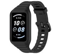 FTRONGRT Watch Strap Compatible with Honor Band 9 / Honor Band 10, Soft Silicone One-Piece Comfortable Replacement Wristband Bands - Black