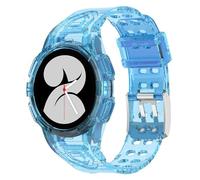 FTRONGRT Watch Strap Compatible with Samsung Galaxy Watch FE 40mm, Soft Protective Case and Strap Integrated, Anti-Slip, All-Inclusive Protection, Replacement Strap.Transparent Blue