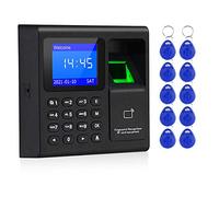 FTSTech 1.8inch TFT Fingerprint Access Control System RFID Card Password Keypad Support 1000 Users USB Time Recorder Attendance Machine +10 Keyfobs Card