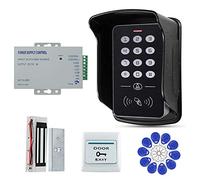 FTSTech Waterproof 125KHz EM-ID Card 1 Door Security Access Control Entry System Full Complete Kit With 60kg Electric Magnetic Lock Rain Cover Exit Button RFID Key