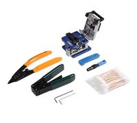 FTTH Splicing Splice Fiber Optic Stripping Tool Kit with Fiber Cleaver Fiber Optic Stripper Fiber Optic Stripping Tool Fiber Coating Stripper Cutting Guider