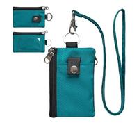 FTTYUBE Small Lanyard Wallet for Women with RFID Blocking,ID Holder,WaterResistant Zip Id Case Wallet,Keychain - Coin Purse for Travel and Daily Use, Turquoise, Small Wallet With Id Window