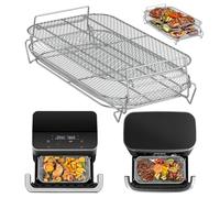 FTUREERA Hot Air Fryer Accessories Compatible with Ninja AF500EU, 2 Tier Airfryer Grid for Cosori Dual Blaze Twinfry 10 L, Hot Air Fryer Grill Rack Stackable for Chips and Chicken Wings