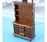 FTVOGUE 1:12 Scale Dollhouse Miniature Wooden Three Tier Bookshelf, Vintage Walnut Accessory for Children Room Decoration, Classic Doll House Furniture