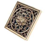 FTVOGUE 10x10cm Copper Floor Drain Bathroom Fixture Shower Drain Accessory with Built-in Filter Anti-Clogging Anti-Odor for Bathroom Balcony Hotel