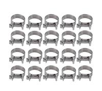 FTVOGUE 20-Pack 304 Stainless Steel Mini Hose Clamp Kit, 20-22mm Range | Adjustable Gear Mechanism, 0.6mm Band Thickness, Fuel Line Vacuum Tubing Plumbing, Car Truck Radiator Heater Repair