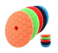 FTVOGUE 6 Inch Sponge Polishing Pads 5 Pack Adhesive Back Buffing Pads 150mm Front 125mm Back Bendable Washable Reusable for Car Marble Wood Metal Ceramic Tile
