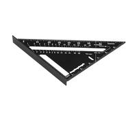 FTVOGUE 7in Aluminum Alloy Carpenter Square Triangular Ruler with Black | Triangular Ruler with Black Matte Finish, Etching Scale, Protractor and Saw Guide, Anti-rust for Woodworking Tasks