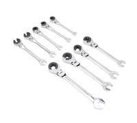 FTVOGUE 9Pcs Ratcheting Wrench Set, Cr V Steel Tool, 72 Teeth Design for Tight Spaces, Ideal for Automotive, Fuel and Brake Lines