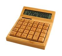 FTVOGUE Bamboo 12 Digit Solar Battery Calculator with Dual Power LCD Display Square Root Percent Memory Functions for Office Home School