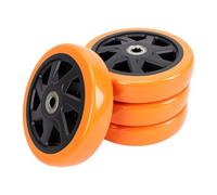 FTVOGUE Caster Wheels Heavy Duty 6 Inch Polyurethane Replacement | Quiet 360 Degree Rotating Wheels, Non Marking Orange Tread for Industrial Carts, Shelving Units and Workbenches
