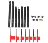 FTVOGUE CNC Arbor Set 42CR Turning Tool, 7PCS Holders with 7 Wrenches and 7 VP15TF Inserts, Purple Black Layer for Steel and Stainless Steel Finishing Rough Machining