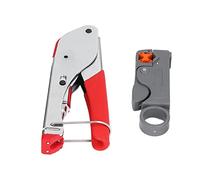 FTVOGUE Coaxial Cable Crimper, Hex-Adjustable Compression Tool | Multi-Size RG58 RG59 RG6 Stripping, Dual-Blade Cassette, Impact-Resistant Steel Body, F-Type Quick-Lock Die