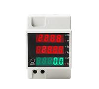 FTVOGUE Digital Energy Meter ABS Power Meter 80 to 300V 100A LED Display Tracks Voltage Current Power for DIN Rail Installation in Household School Lab Market and Industrial Use