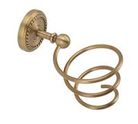 FTVOGUE Hair Dryer Hanging Rack, Sturdy Brass Brushed Wall Mounted Antique Spiral Bathroom Hair Dryer Holder for Barbershop