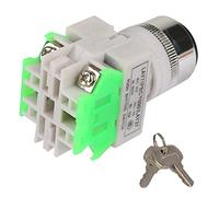 FTVOGUE Key Operated Switch 3 Position 22mm Mount Key Lock Switch 5A 10A Thermal Rating Plastic Body for Industrial Control Panels Electrical Equipment with 2 Keys