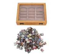 FTVOGUE Miniature Bookshelf, Handmade Solid Wood Stress Reliever with 196 Folded Books, for Desk Decor Living Room Bookstore Coffee Shop (Bookshelf + Mini Books)