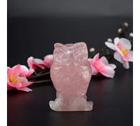 FTVOGUE Natural Rose Quartz Gemstone, Rose Quartz Carved Owl-Shaped Decor Pink Crystal Healing Stone Gemstone Decoration(2 inch)